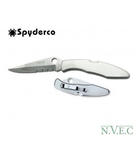 Нож Spyderco Police, стальная рукоятка, полусеррейтор