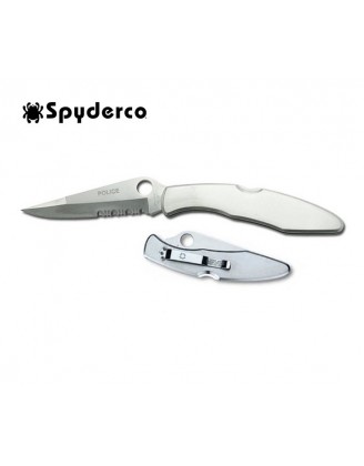 Нож Spyderco Police, стальная рукоятка, полусеррейтор