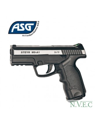 Пистолет пневматический ASG Steyr M9-A1 4,5 мм вставка никель