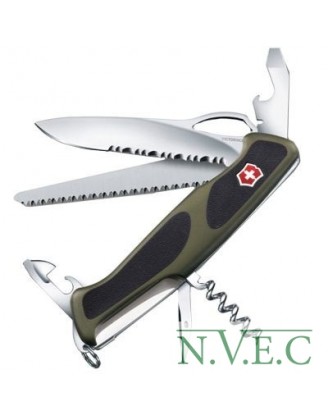 Нож складной, мультитул Victorinox RANGERGRIP 179 One Hand (130мм, 12 функций), зелено-черный 0.9563