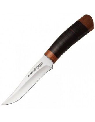 Нож фиксированный с кожанным чехлом (длина: 25.0см, лезвие: 13.0см)