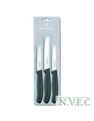 Набор кухонных ножей Victorinox SwissClassic (лезвие: 80/80/100мм), черный, блистер 6.7113.3
