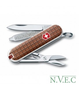 Нож складной, мультитул Victorinox CLASSIC CHOCOLATE (58мм, 7 функций), с чехлом, коричн 0.6223.842