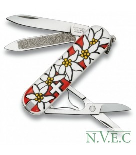 Нож складной, мультитул Victorinox CLASSIC EDELWEISS (58мм, 7 функций), белый 0.6203.840