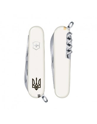Нож складной, мультитул Victorinox SPARTAN UKRAINE Трезубец (91мм, 12 функций), белый 1.3603.7R1