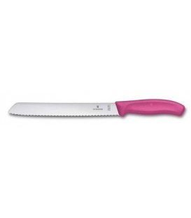 Нож кухонный для хлеба Victorinox SwissClassic, волнистое лезвие, 21 cm, розовый, блистер
