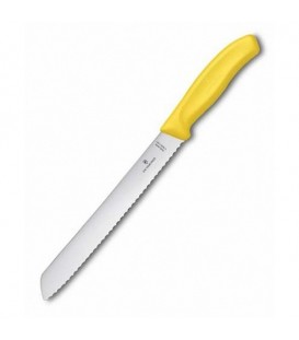 Нож кухонный для хлеба Victorinox SwissClassic, волнистое лезвие, 21 cm, желтый, блистер 6.8636.21L8B