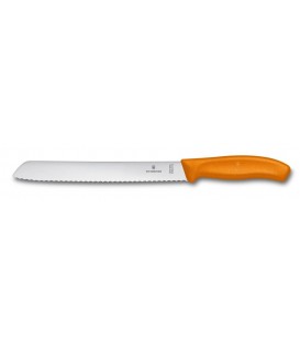 Нож для хлеба Victorinox SwissClassic,волнистое лезвие, 21 cm, оранжевый, блистер 6.8636.21L9B