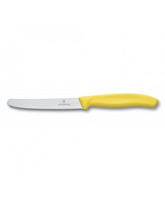 Нож бытовой, кухонный Victorinox SwissClassic с серрейт. лезвием (лезвие: 110мм), желтый 6.7836.L118