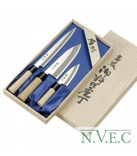 Набор ножей Ryuutoku-saku(Мини Дэба 105mm, Сантоку 170mm Yanagi-Sashimi 210mm)