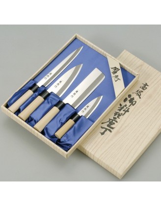 Набор ножей Ryuutoku-saku(Мини Дэба 105mm, Дэба 150mm Nakiri 160mm Yanagi-Sashimi 210mm)