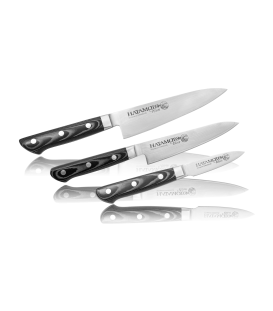 Набор ножей Hatamoto Wave Шеф180мм Универсальный135мм Для овощей70мм  сталь VG-10 микарта (HW-SET01)
