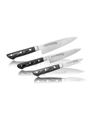 Набор ножей Hatamoto Wave Шеф180мм Универсальный135мм Для овощей70мм  сталь VG-10 микарта (HW-SET01)