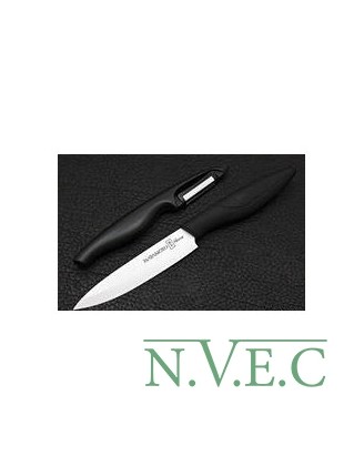 Набор Нож универсальный керамический 110мм, черная рукоять + овощечистка
