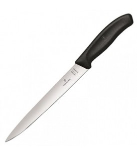 Нож бытовой, кухонный Victorinox SwissClassic филейный (лезвие: 200мм), черный, блистер 6.8713.20B