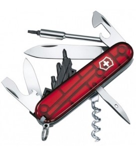 Нож складной, мультитул Victorinox CYBERTOOL (91мм, 29 функций), красный прозр. 1.7605.T