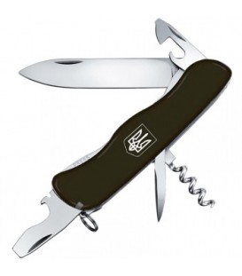 Нож складной, мультитул Victorinox NOMAD UKRAINE Герб (111мм, 11 функций), черный 0.8353.3R7