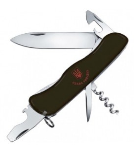 Нож складной, мультитул Victorinox NOMAD UKRAINE Герб (111мм, 11 функций), черный 0.8353.3R9
