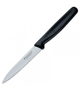 Нож бытовой, кухонный Victorinox с серрейторным лезвием (лезвие: 100мм), черный 5.0733