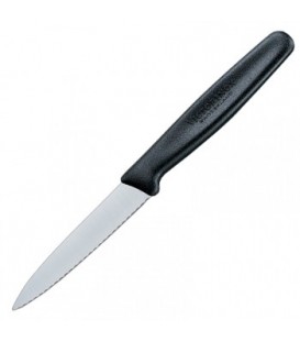 Нож бытовой, кухонный Victorinox с серрейторным лезвием (лезвие: 80мм), черный 5.0633