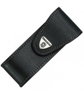 Чехол для ножей Victorinox с отд. для фонаря, точила (111мм) на липучке, кожаный, черный 4.0523.32