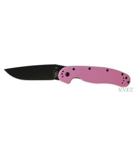 Нож Ontario RAT Folder, пряма РК, чорний клинок, рожева рукоять (8866)