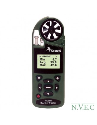 Ветромер Kestrel 4000 NV Olive (время,скорость ветра,температура воздуха,воды,снега,…влажность,точка росы,индекс жары,Информация