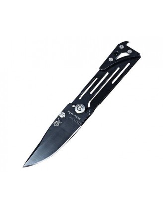 Нож Sanrenmu серии EDC лезвие 65мм., рукоять - металл, цвет - черный,  ключ безопасного замка, клипса на ремень