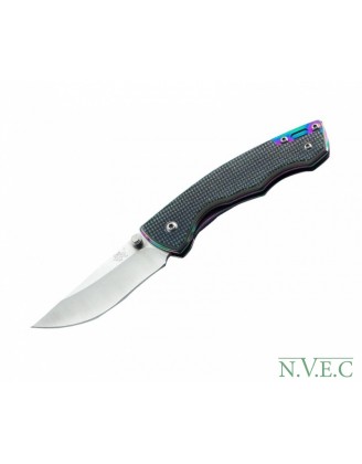 Нож Sanrenmu серии EDC, лезвие 66мм, рукоять G10/металл (цвет-спектр), крепление на ремень