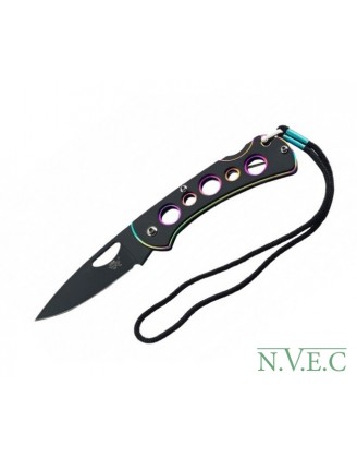Нож Sanrenmu серии EDC, лезвие 67мм, рукоять - металл, цвет - черн./спектр, + темляк