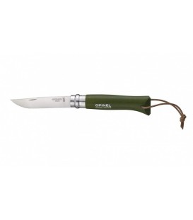 Нож Opinel серии Tradition Colored №08, клинок 8,5см., нерж. сталь, рукоять - граб, цвет - хакки, темляк