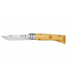 Нож Opinel серии Tradition Nature №07, клинок 8см., нержавеющая сталь, рисунок - снежинки, рукоять - самшит