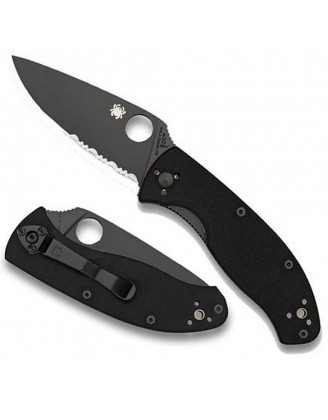 Нож Spyderco Tenacious Black, полусеррейтор