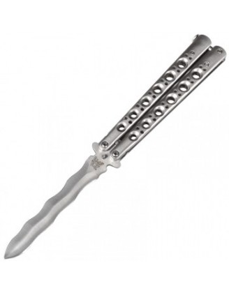 Нож бабочка Benchmade с волнистым лезвием (длина: 24cm, лезвие: 10cm), silver