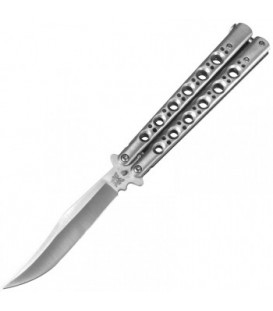 Нож бабочка Benchmade с кривым лезвием (длина: 24cm, лезвие: 10cm), silver