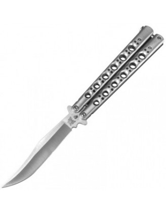 Нож бабочка Benchmade с кривым лезвием (длина: 24cm, лезвие: 10cm), silver Нож бабочка Benchmade с кривым лезвием (длина: 24cm, лезвие: 10cm), silver