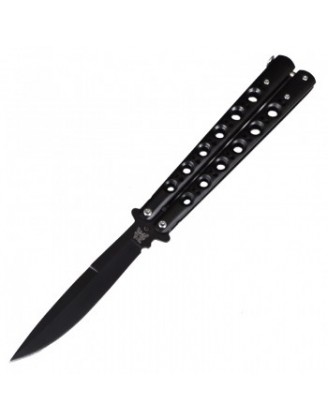 Нож бабочка Benchmade с лезвием лепесток (длина: 24cm, лезвие: 10cm), черный Нож бабочка Benchmade с лезвием лепесток (длина: 24cm, лезвие: 10cm), черный