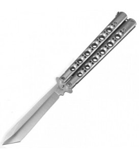 Нож бабочка Benchmade с лезвием танто (длина: 24cm, лезвие: 10cm), silver