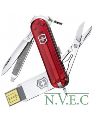 Мультитул Victorinox@Work (58мм, 7 функций, USB-флеш (16Гб)), красный 4.6125.TG16B