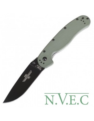 Нож складной Ontario RAT-1 (длина: 219мм, лезвие: 84мм, чёрное), olive drab 8846OD