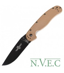 Нож складной Ontario RAT-1 (длина: 219мм, лезвие: 84мм, чёрное), коричневый 8846CB