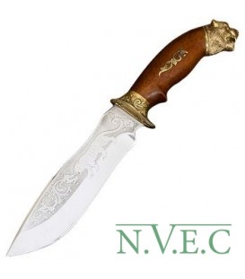 Нож эксклюзивный Спутник "Тигр" (длина: 29cm, лезвие: 15cm), в кожаных ножнах