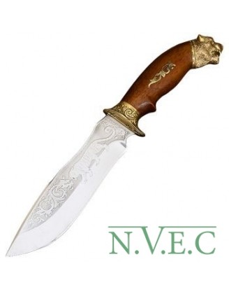 Нож эксклюзивный Спутник "Тигр" (длина: 29cm, лезвие: 15cm), в кожаных ножнах