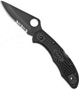 Нож Spyderco Delica 4 Black Blade, полусеррейтор
