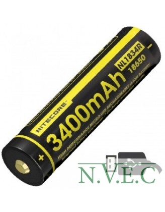 Аккумулятор литиевый Li-Ion Nitecore NL1834R (3400mAh, USB), защищенный