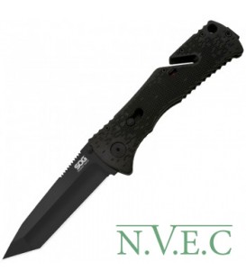 Нож складной SOG Trident Tanto (длина: 211мм, лезвие: 82мм, черное), черный