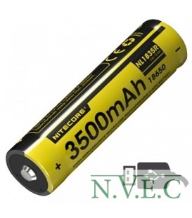 Аккумулятор литиевый Li-Ion 18650 Nitecore NL1835R 3.6V (3500mAh, USB), защищенный