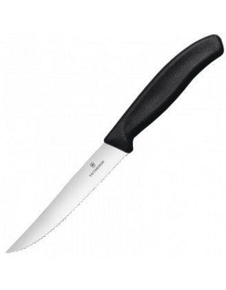 Нож бытовой, кухонный Victorinox SwissClassic Steak&Pizza с серрей.(лезвие: 120мм), черный 6.7933.12