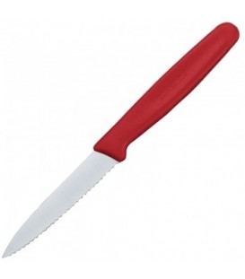 Нож бытовой, кухонный Victorinox Paring с серрейт. лезвием (лезвие: 80мм), красный 5.0631