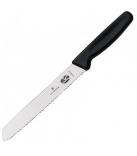 Нож бытовой, кухонный для хлеба Victorinox с серрейт. лезвием (лезвие: 180мм), черный 5.1633.18